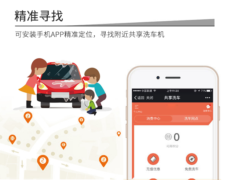 共享洗車(chē)機的功能-精準尋找